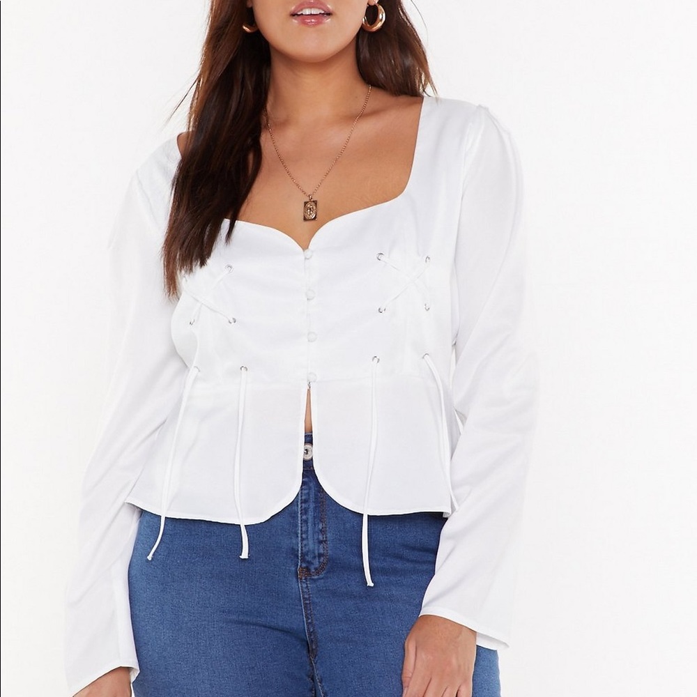 NWT Nasty Gal Peplum Peasant Blouse